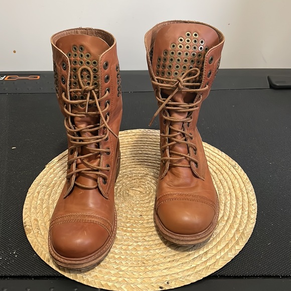 ZIGI Girl Funky Western Fold Over Leather Combat Boots Size 8.5 - Picture 6 of 16